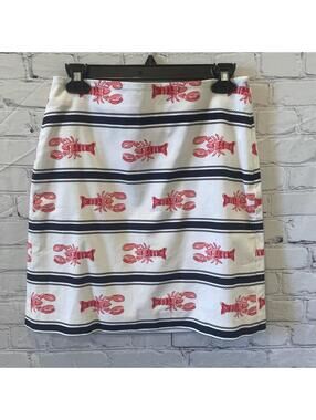Talbots Lobster White Striped Pencil Skirt Nautical Maine Size 4  medium